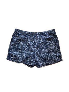 Black & white floral linen blend shorts